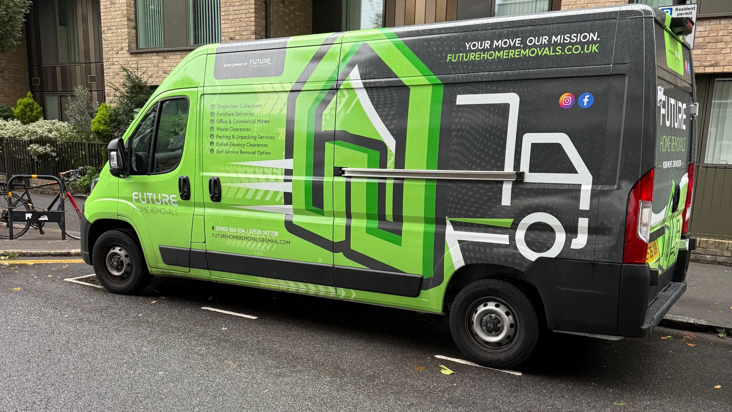 Future Home Removals branded van parked on a London street